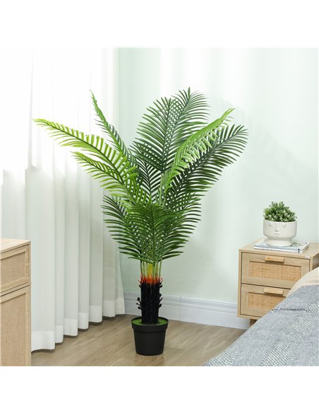 HOMCOM 150cm Artificial Areca Palm Tree with 12 PE Leaves, Decorative Artificial Plant with Plastic Pot and Flocked Soil, Fake P - pic 169088 | FastDaddyshop