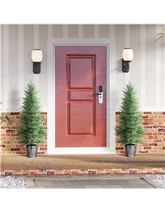 HOMCOM 135cm Artificial Cypress Trees Set of 2, UV Resistant Artificial Plants with Decorative Pot, Fake Plants for Indoor Outdo 2