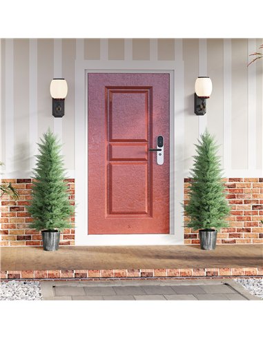 HOMCOM 135cm Artificial Cypress Trees Set of 2, UV Resistant Artificial Plants with Decorative Pot, Fake Plants for Indoor Outdo