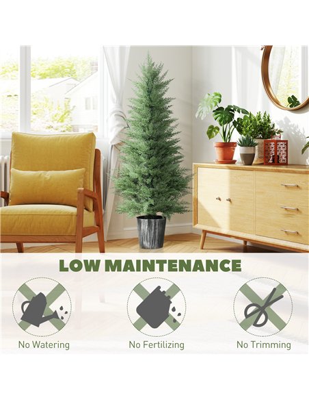 HOMCOM 135cm Artificial Cypress Trees Set of 2, UV Resistant Artificial Plants with Decorative Pot, Fake Plants for Indoor Outdo - pic 169093 | FastDaddyshop