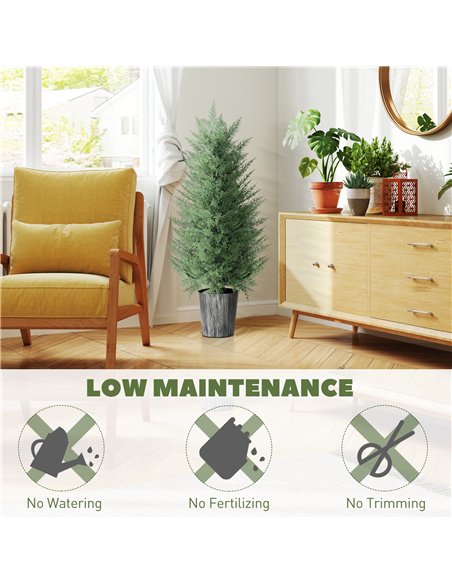 HOMCOM 90cm Artificial Cypress Trees Set of 2, UV Resistant Artificial Plants with Decorative Pot, Fake Plants for Indoor Outdoo - pic 169102 | FastDaddyshop
