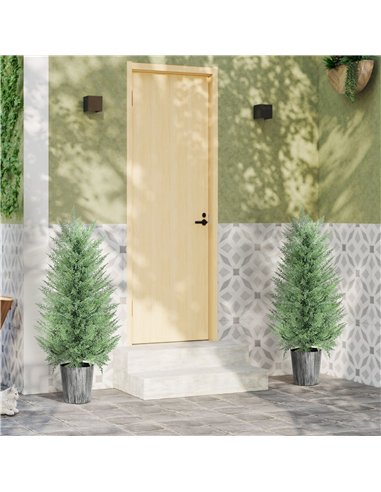HOMCOM 90cm Artificial Cypress Trees Set of 2, UV Resistant Artificial Plants with Decorative Pot, Fake Plants for Indoor Outdoo