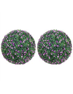 HOMCOM Set of Two Artificial Boxwood Balls Plants - Purple