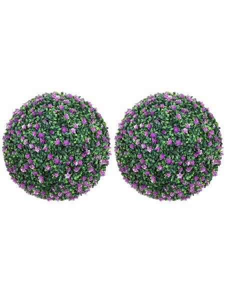 HOMCOM Set of Two Artificial Boxwood Balls Plants - Purple - pic 169116 | FastDaddyshop