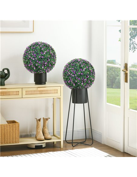 HOMCOM Set of Two Artificial Boxwood Balls Plants - Purple - pic 169117 | FastDaddyshop
