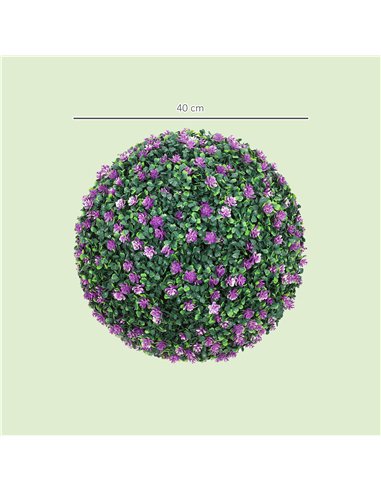 HOMCOM Set of Two Artificial Boxwood Balls Plants - Purple