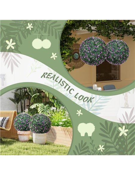 HOMCOM Set of Two Artificial Boxwood Balls Plants - Purple - pic 169119 | FastDaddyshop