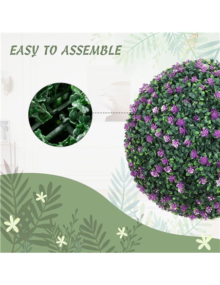 HOMCOM Set of Two Artificial Boxwood Balls Plants - Purple - pic 169120 | FastDaddyshop