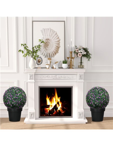 HOMCOM Set of Two Artificial Boxwood Balls Plants - Purple - pic 169122 | FastDaddyshop