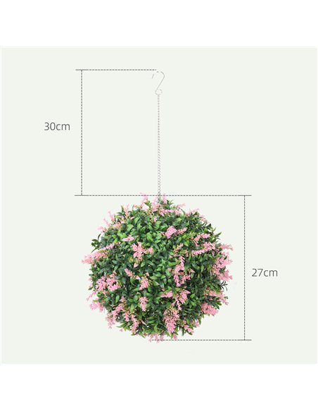 HOMCOM Set of 2 Artificial Plant Topiary Balls, UV-protected Fake Decorative Plants, Pink - pic 169127 | FastDaddyshop