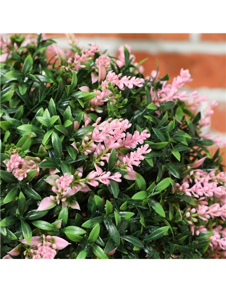 HOMCOM Set of 2 Artificial Plant Topiary Balls, UV-protected Fake Decorative Plants, Pink - pic 169133 | FastDaddyshop