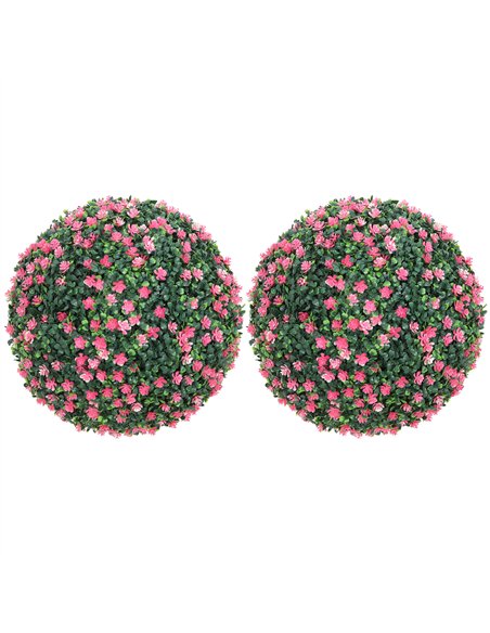 HOMCOM Set of Two Artificial Boxwood Balls Plants - Pink - pic 169134 | FastDaddyshop