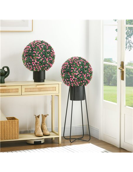 HOMCOM Set of Two Artificial Boxwood Balls Plants - Pink - pic 169135 | FastDaddyshop