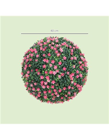 HOMCOM Set of Two Artificial Boxwood Balls Plants - Pink
