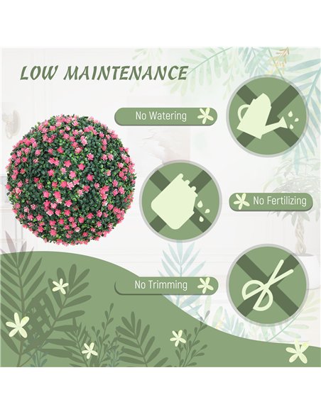 HOMCOM Set of Two Artificial Boxwood Balls Plants - Pink - pic 169139 | FastDaddyshop