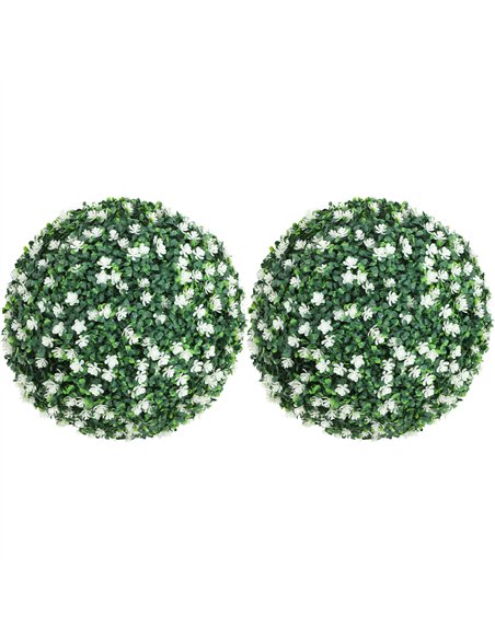 HOMCOM Set of Two Artificial Boxwood Balls Plants - White - pic 169143 | FastDaddyshop