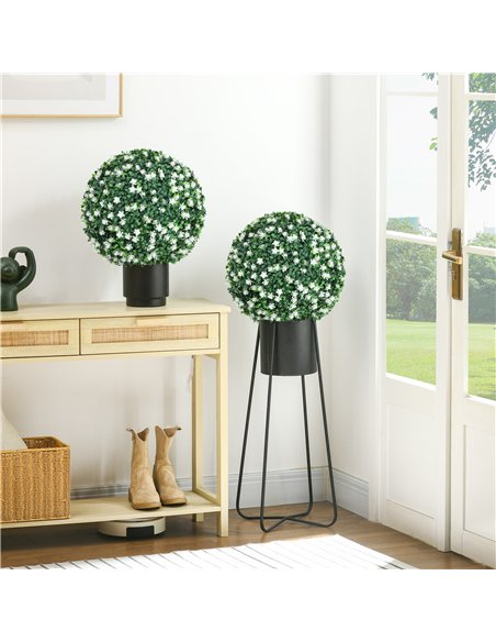 HOMCOM Set of Two Artificial Boxwood Balls Plants - White - pic 169144 | FastDaddyshop