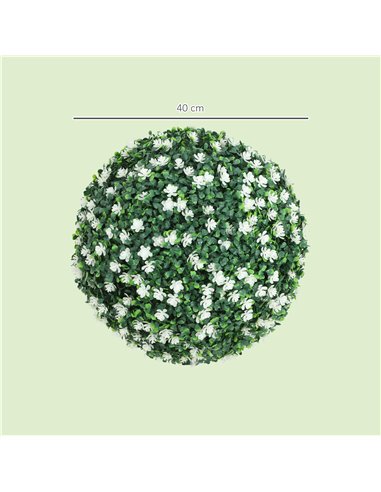 HOMCOM Set of Two Artificial Boxwood Balls Plants - White