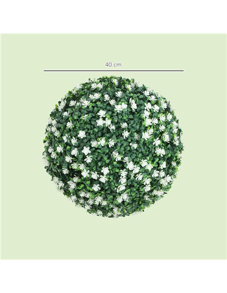 HOMCOM Set of Two Artificial Boxwood Balls Plants - White - pic 169145 | FastDaddyshop