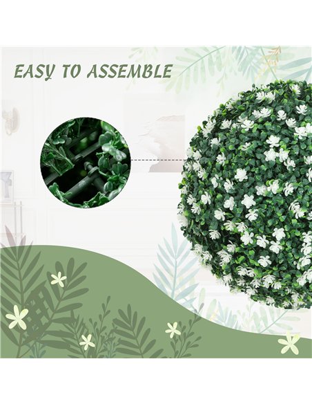 HOMCOM Set of Two Artificial Boxwood Balls Plants - White - pic 169147 | FastDaddyshop