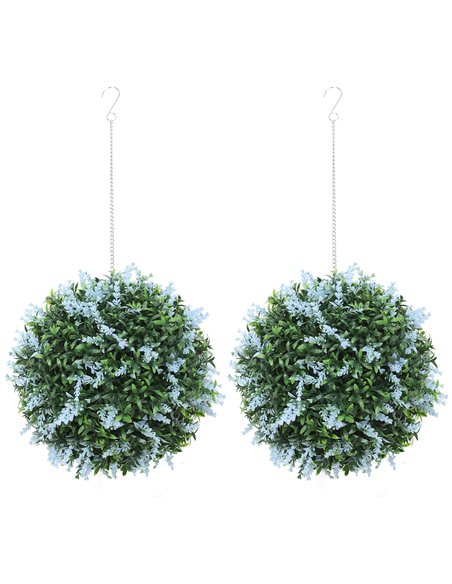 HOMCOM Set of 2 Artificial Plant Topiary Balls, UV-protected Fake Decorative Plants, Blue - pic 169152 | FastDaddyshop
