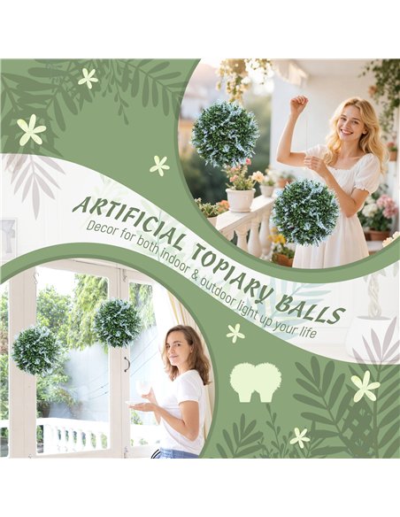 HOMCOM Set of 2 Artificial Plant Topiary Balls, UV-protected Fake Decorative Plants, Blue - pic 169155 | FastDaddyshop