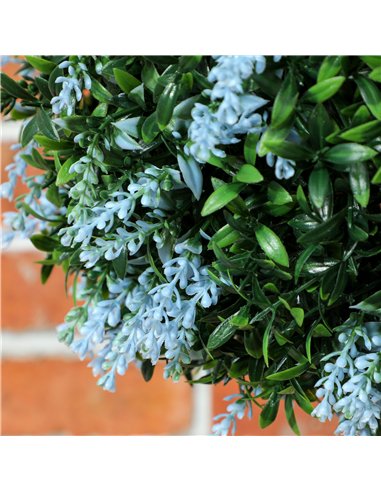 HOMCOM Set of 2 Artificial Plant Topiary Balls, UV-protected Fake Decorative Plants, Blue