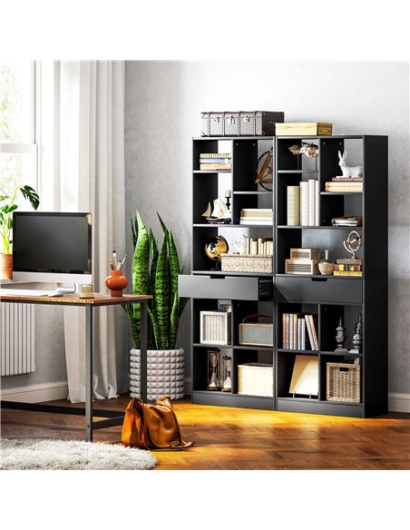 HOMCOM Tall Bookshelf with Drawer, Freestanding Bookcase for Bedroom, Living Room, Home Office, Black - pic 169166 | FastDaddyshop