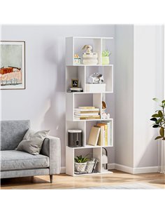 HOMCOM Bookcase, S-Shaped Wooden Bookshelf, 5 Tiers Freestanding Storage Shelf, Home Office Display Stand Rack, White 2