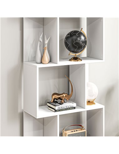 HOMCOM Bookcase, S-Shaped Wooden Bookshelf, 5 Tiers Freestanding Storage Shelf, Home Office Display Stand Rack, White
