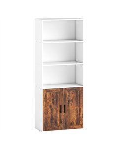 HOMCOM 5-Tier Bookcase with Adjustable Shelf - Rustic Brown