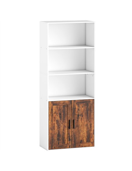 HOMCOM 5-Tier Bookcase with Adjustable Shelf - Rustic Brown - pic 169179 | FastDaddyshop
