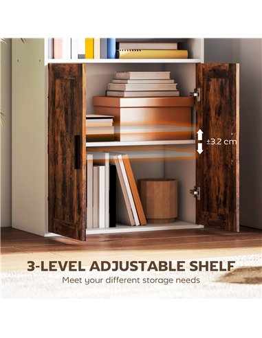 HOMCOM 5-Tier Bookcase with Adjustable Shelf - Rustic Brown