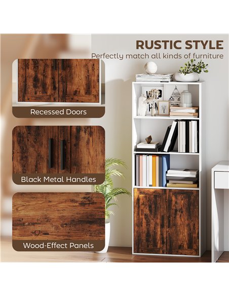 HOMCOM 5-Tier Bookcase with Adjustable Shelf - Rustic Brown - pic 169184 | FastDaddyshop