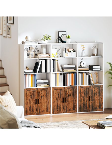 HOMCOM 5-Tier Bookcase with Adjustable Shelf - Rustic Brown - pic 169186 | FastDaddyshop
