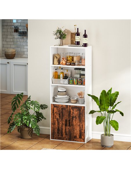 HOMCOM 5-Tier Bookcase with Adjustable Shelf - Rustic Brown - pic 169187 | FastDaddyshop