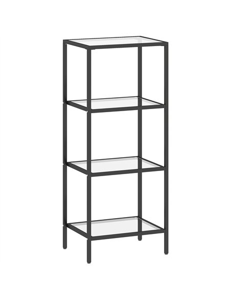 HOMCOM 4-Tier Shelving Unit, Glass Shelf, Vertical Storage Shelf for Living Room, Home Office, Bedroom, Bathroom, Black - pic 169197 | FastDaddyshop