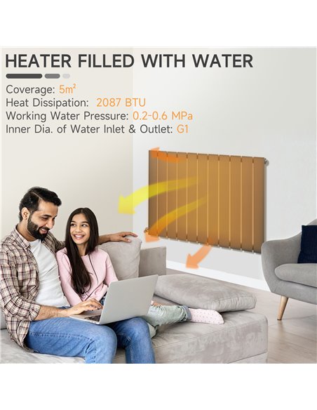 Homcom 830 x 600 mm Single Panel Radiator, Water-filled Heater, Grey - pic 16920 | FastDaddyshop