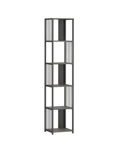HOMCOM 5-Tier Bookshelf with Steel Frame - Grey