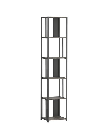 HOMCOM 5-Tier Bookshelf with Steel Frame - Grey - pic 169206 | FastDaddyshop