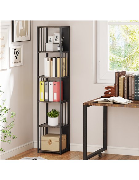 HOMCOM 5-Tier Bookshelf with Steel Frame - Grey - pic 169207 | FastDaddyshop
