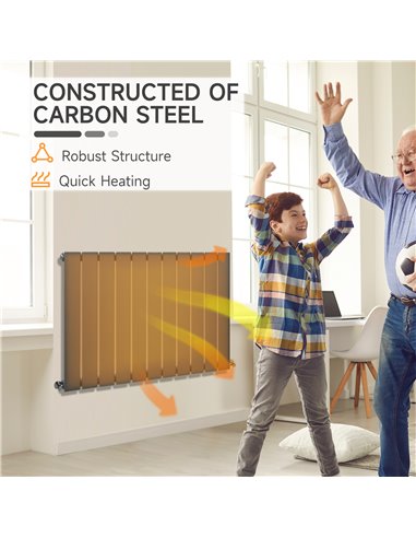 Homcom 830 x 600 mm Single Panel Radiator, Water-filled Heater, Grey