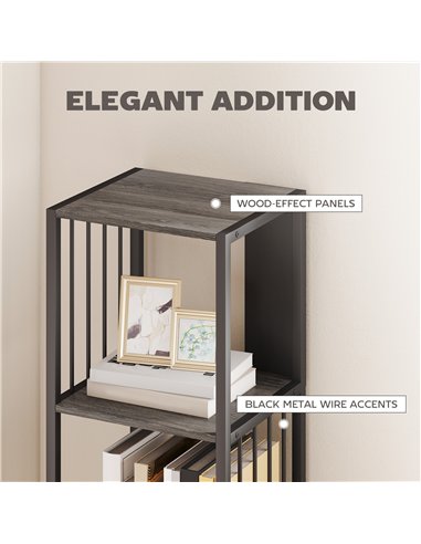 HOMCOM 5-Tier Bookshelf with Steel Frame - Grey