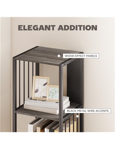 HOMCOM 5-Tier Bookshelf with Steel Frame - Grey - pic 169210 | FastDaddyshop