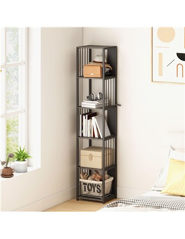 HOMCOM 5-Tier Bookshelf with Steel Frame - Grey