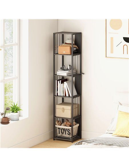 HOMCOM 5-Tier Bookshelf with Steel Frame - Grey - pic 169212 | FastDaddyshop