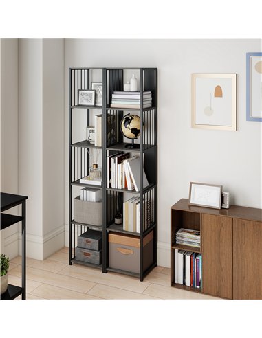 HOMCOM 5-Tier Bookshelf with Steel Frame - Grey