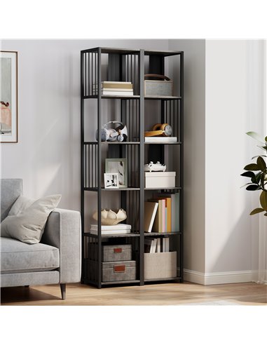 HOMCOM 5-Tier Bookshelf with Steel Frame - Grey
