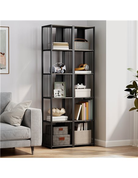 HOMCOM 5-Tier Bookshelf with Steel Frame - Grey - pic 169214 | FastDaddyshop