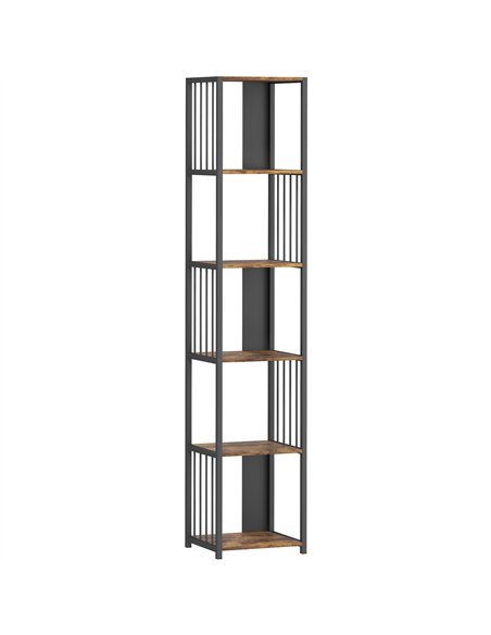 HOMCOM 5-Tier Bookshelf with Steel Frame - Rustic Brown - pic 169215 | FastDaddyshop